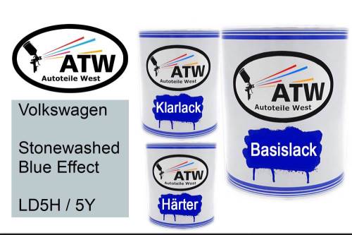 Volkswagen, Stonewashed Blue Effect, LD5H / 5Y: 1L Lackdose + 1L Klarlack + 500ml Härter - Set, von ATW Autoteile West.